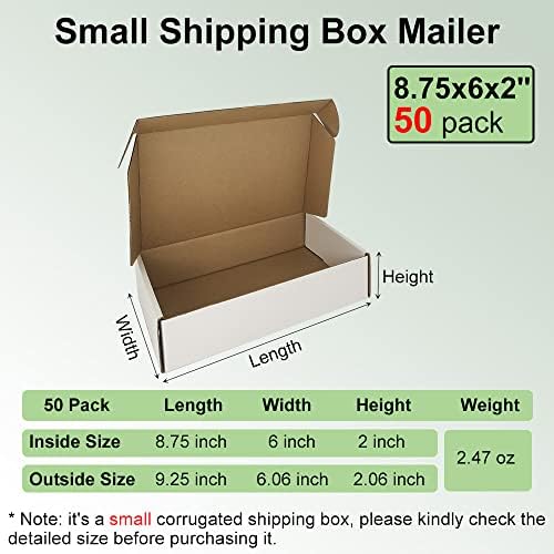 50 Pack 9x6x2'' Small Shipping Boxes, White Corrugated Cardboard Literature Mailers, Mailing Packaging Supplies for Small Business (W962-50) - Image 2
