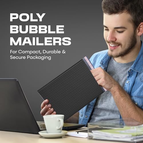 Jet Black Bubble Mailers 12x15, Self Seal Poly Padded Envelopes, 100 Pack - Image 4
