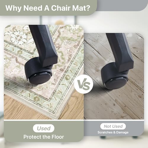 36"x48" Office Chair Mat for Hardwood Floor, Non-Slip Washable Mint - Image 4
