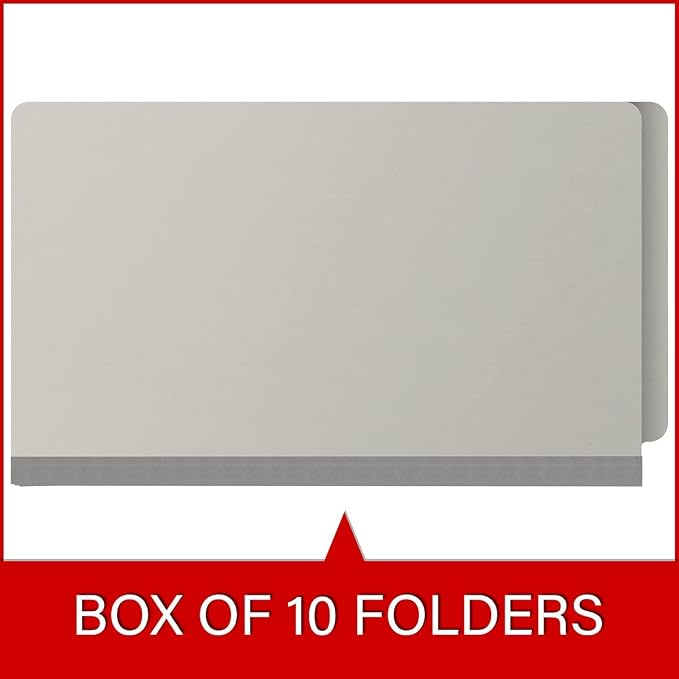 Ecom Folders End Tab Pressboard File Folders | Legal Size 25 Pt Stock with 2" Tyvek Expansion | Full Cut Tabs for Medical Charts, Legal Documents & Office Records | Light Gray, Box of 25 - Image 6