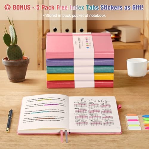 5 Pack College Ruled Notebook Bulk, A5, 312 Numbered Page Thick Journal Set - Image 6