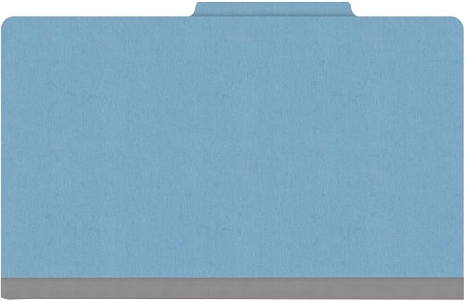 18 pt Heavy Duty Top Tab Color Folders, 2/5 Cut ROC Top Tab, Legal Size, 2 Dividers, Blue (Box of 10) - Image 3