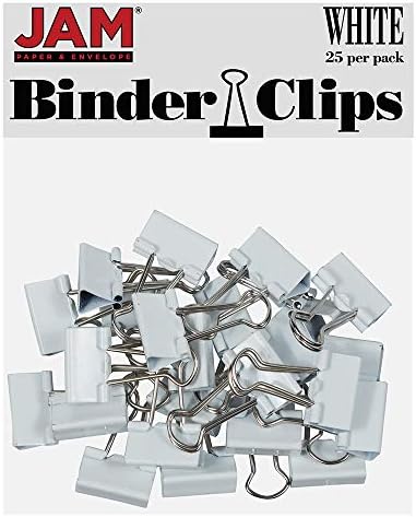 JAM PAPER Colorful Binder Clips - Small - 3/4 Inch (19 mm) - White Binderclips - 25/Pack by JAMPaper