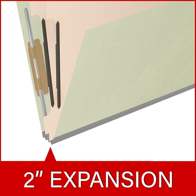 25 Pt. Pressboard Classification Folders, 2/5 Cut ROC Top Tab, Letter Size, 2 Dividers, Light Green (Box of 10) - Image 7