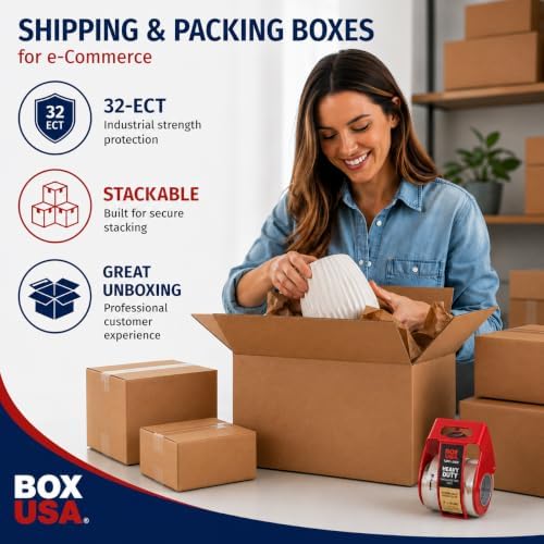 BOX USA Medium Boxes Holds 65lbs, 16x14x12 25-Pk for Shipping & Packing - Image 2