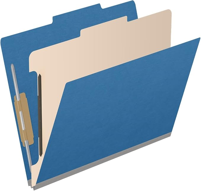 25 Pt. Pressboard Classification Folders, 2/5 Cut ROC Top Tab, Letter Size, 1 Divider, Royal Blue (Box of 10) - Image 2