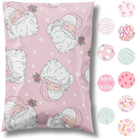 Pretty Package Store Poly Mailer 10x13, Pink Santa, 100 Pack by PrettyPackageStore