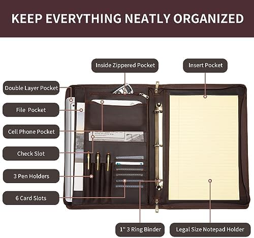 Personalized Leather 3 Ring Portfolio for 8.5 x 14" Pad & 15" Laptop - Image 7