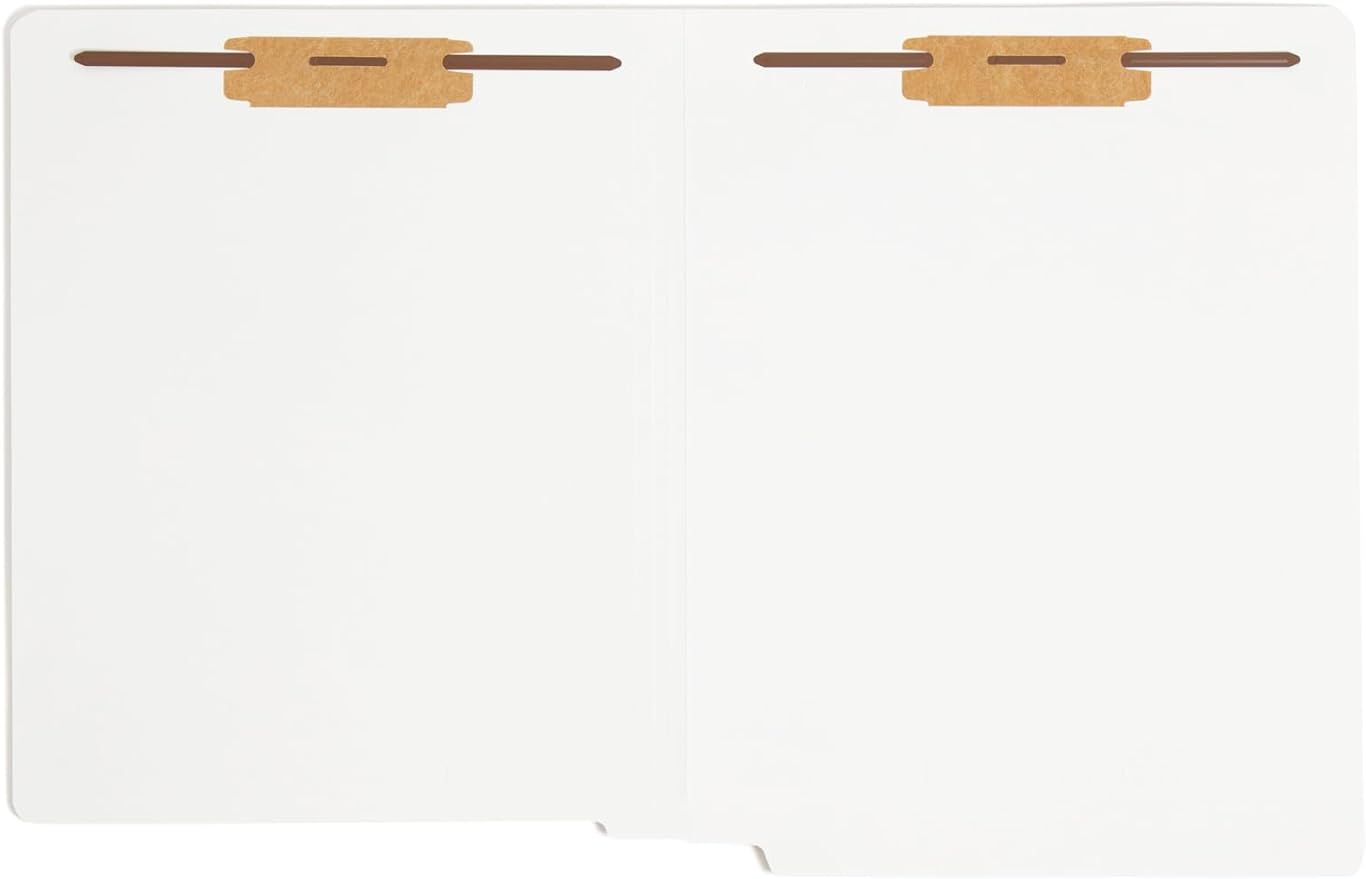 Smead Heavyweight End Tab Fastener File Folder, Shelf-Master® Reinforced Straight-Cut Tab, 2 Fasteners, Letter Size, White, 50 per Box (25840) - Image 2