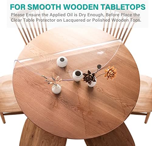 32 Inch Round Clear Table Pad Protector 1.5mm Thick Plastic Vinyl Tablecloth Cover Waterproof Non-Slip Circle Dining Room Table Protector PVC Desk Cover Mats for Wood Marble Furniture Surface - Image 4
