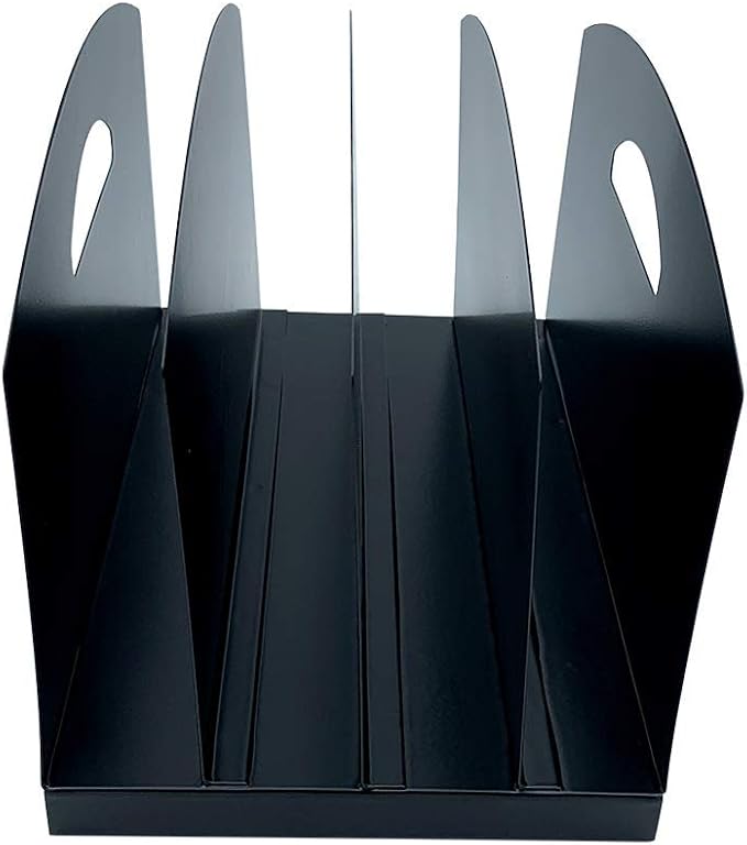 Huron Desktop File Organizer Vertical 4 Slot w/Handles, Black Steel - Image 2