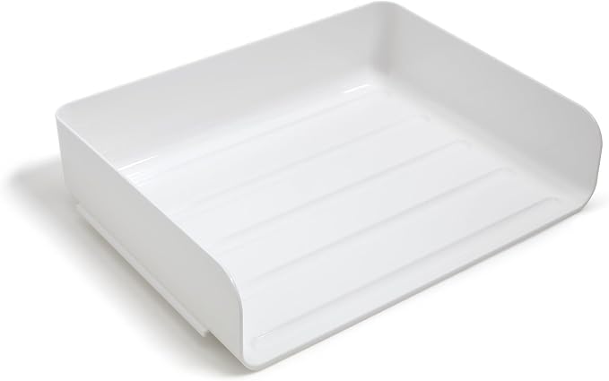 TRU RED Side‑Load Stackable Letter Tray, Plastic, White, 12/Carton – High‑Volume Desktop Paper Organizer for Office Use - Image 2