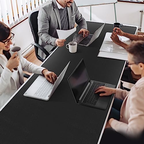 Cacoy 70.8"x24" Extended Leather Desk Mat, Waterproof Desk Blotters, Black - Image 2