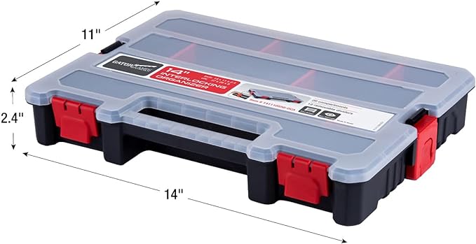 2-Pack Small Parts Organizer Box – Stackable Hardware Storage Organizer Case with 20 Compartments & Dividers – Screw, Nut, Bolt, Drill Bit Organizer for Garage, Workshop, Crafts - Image 2