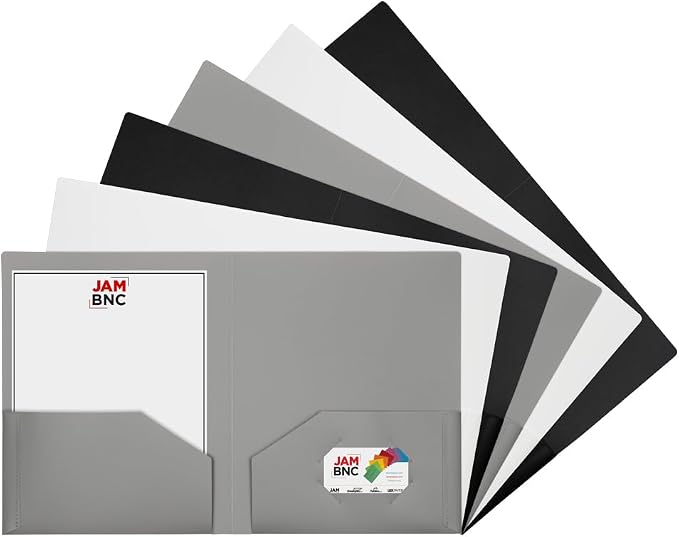 JAM PAPER Heavy Duty Plastic 2 Pocket Extra Tough School Folders - Assorted Business Colors - 6/Pack by JAMPaper