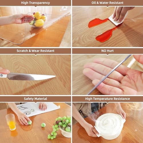 Warmstar Clear Table Protector 2mm Thick, 48x72Inch Clear Table Cover Protector, Plastic Table Cover, Clear Desk Mat Desk Pad, Desk Protector Mat for Coffee Table, Writing Desk, Dining Room - Image 3