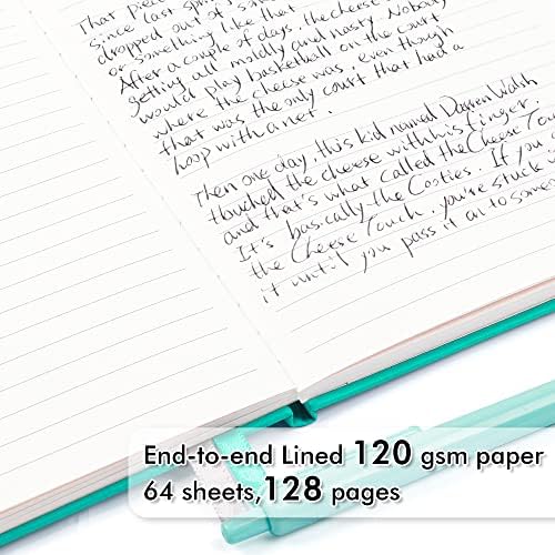 feela 12 Pack Notebooks Journals Bulk, Hardcover Notebook Classic Ruled Lined Journals with Pen Holder for Women Girls School Business Supplies, with 12 Black Pens, 120 GSM, 5.1”x8.3”, A5, Aqua - Image 3