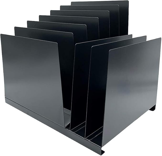 Huron Desktop File Binder Organizer Storage, Combination Vertical 3/Slant 6 Slot Tray, Black Steel - Image 3