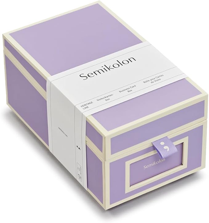 Semikolon - Business Card Box with Alphabetical Tabs, Lilac Silk by Semikolon