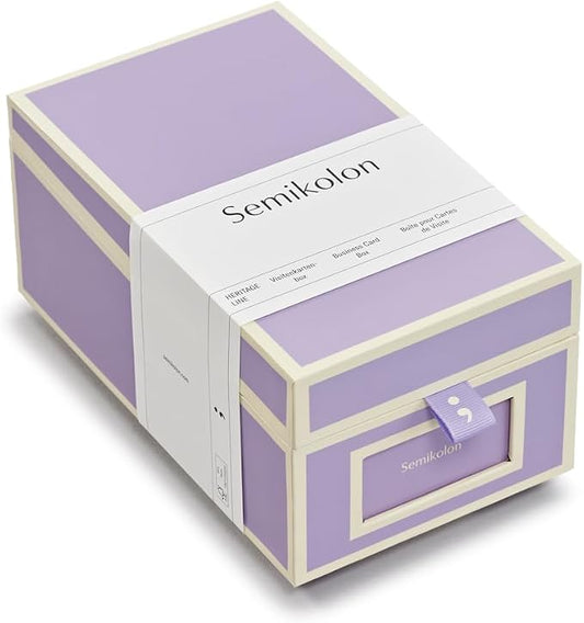 Semikolon - Business Card Box with Alphabetical Tabs, Lilac Silk by Semikolon