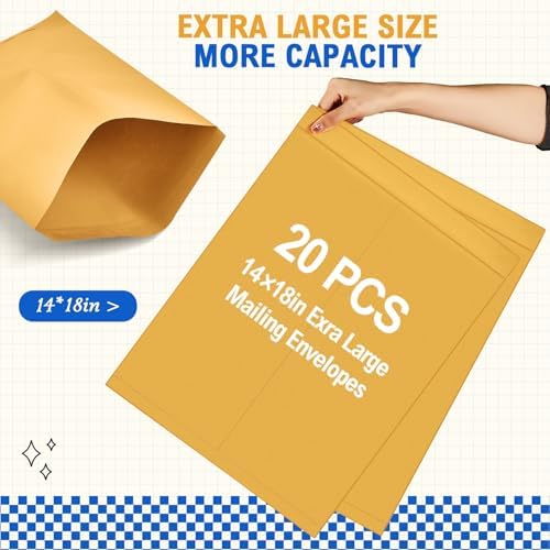 Motipuns 20 Pcs 14'' x 18'' Large Mailing Envelopes with Gummed Flaps - Image 5