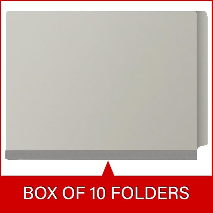 25 Pt. Pressboard Classification Folders, Full Cut End Tab, Letter Size, 1 Divider, Light Gray (Box of 10) - Image 6