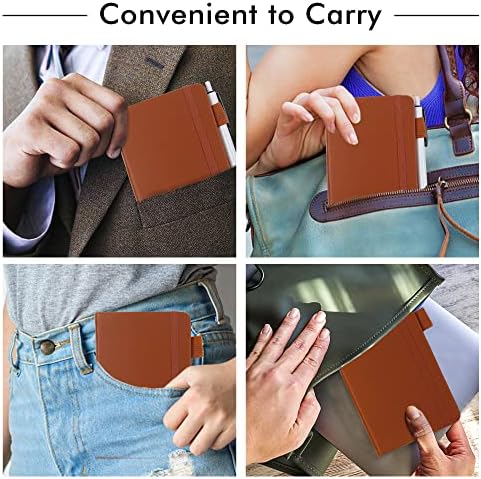 feela 15 Pack Pocket Small Notebooks Bulk, Mini Cute Notepads Hardcover College Ruled Lined Journals with Pen Holder for School Business Memos, with 15 Black Pens, 3.5”x 5.5”, A6, Brown - Image 5