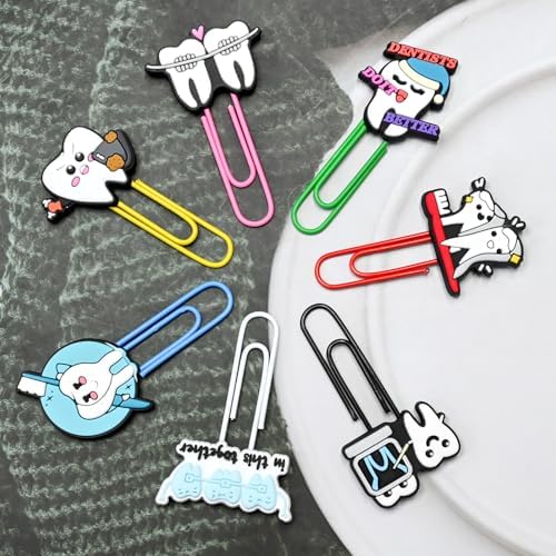 Paper Clips, 20pcs Tooth PaperClips Colored Binder Clips Assorted Book Mark for Dental Gifts Paperwork Office School Decorative - Image 6
