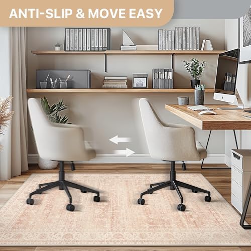 48"x60" Office Chair Mat for Hardwood Floor, Non-Slip Washable Dusty Pink - Image 4