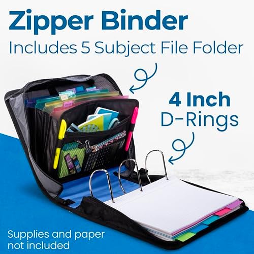 Case-it School Zipper Binder | 4" D-Rings | 800-Sheet | D-186 Midnight Blue - Image 2