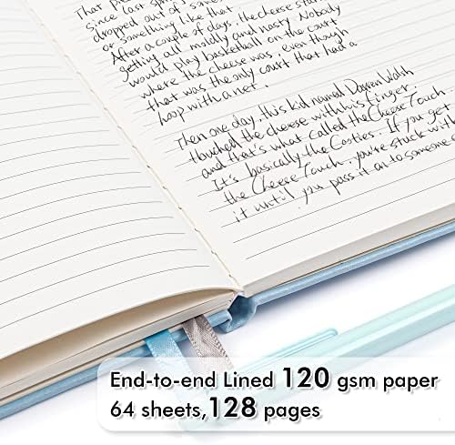 feela 12 Pack Notebooks Journals Bulk, Hardcover Notebook Classic Ruled Lined Journals with Pen Holder for Women Girls School Business Supplies, with 12 Black Pens, 120 GSM, 5.1”x8.3”, A5, Light Blue - Image 3