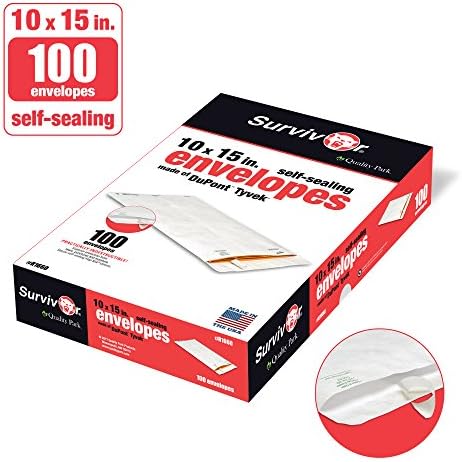 Quality Park QUAR1660 Survivor 10 x 15 Tyvek Catalog Mailer with Self Sealing Closure, 14 lb Puncture, Tear and Moisture Resistant DuPont Tyvek Envelopes, 100 per Box (R1660),White (Pack of 5) - Image 2