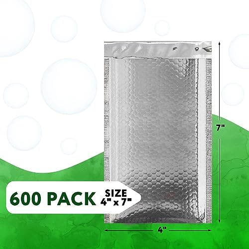 Metallic Bubble Mailers, Silver Glossy Padded Envelopes 6.5 x 9 Inches, Cushion Bubble Shipping Bags, Self Seal Mailing Envelopes, Pack of 100 - Image 2