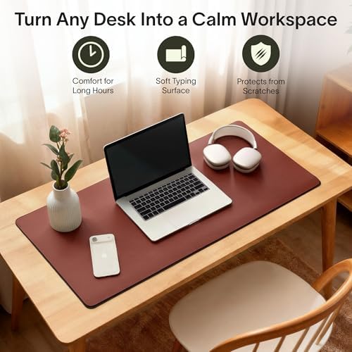 Nordik Felt and Leather Desk Mat - Dual Layer Emberwood Brown 35 x 17 in - Image 6