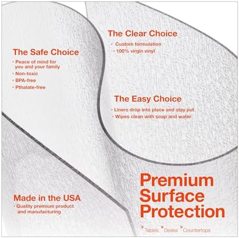 Clear Table Protector, USA Made, Safe, 25 x 48 Inch, 2mm Thick Pebble Textured Vinyl, Heavy Duty Clear Table Mat for Work Bench, Desk Mat Cut to Size for Office Desk - Image 4