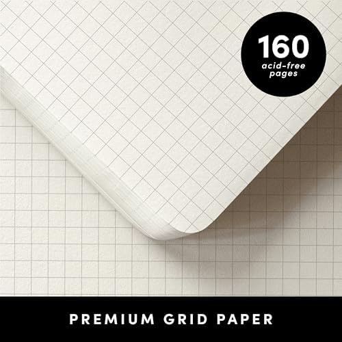 PAPERAGE Graph Paper Journal Notebook, (Cognac), 160 Pages, Medium 5.6 in x 8 in - 100 GSM Thick Paper – Hardcover Grid Notebook for Work or School - Image 4