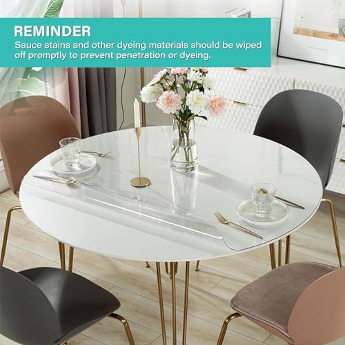 50 Inch Round Clear Plastic Dining Room Tablecloth Protector Vinyl PVC Furniture Table Protector Cover 1.5mm Thick Water Heat Resistant Office Desk Top Cover Coffee Dinner Bar Table Pad - Image 6