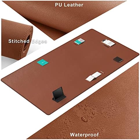 CENNBIE MAX200 78.7" x 39.4" Leather Desk Mat, Extra Large Desk Pad Blotter Protector, Extended Table Pad, Waterproof PU Leather Desk Mat on top of desks Large for Office and Home (Brown) - Image 3