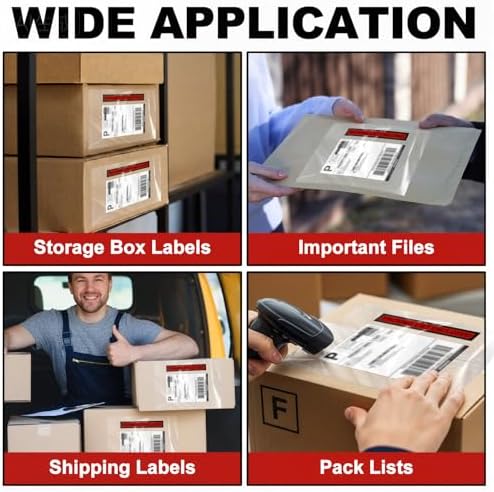 Teling 100 Pcs Packing List Envelopes Clear Adhesive,Red,9.5'' X 12'' - Image 5