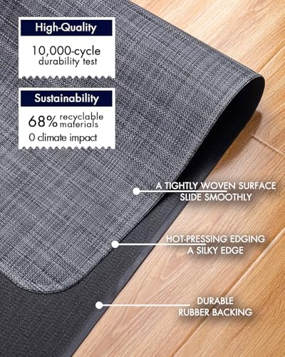 Baroyal Office Chair Mat for Hardwood Floor Under Desk Computer Rolling Chair Mat for Wood/Tile Floor Non-Slip Heavy Duty Desk Rug PVC Plastic Hard Floor Protector 45"x 53" (Cool Grey) - Image 4