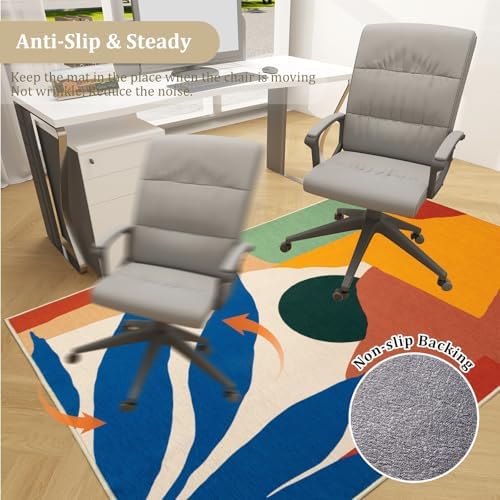 Office Chair Mat for Hardwood Floor, 60"x45" Easy Glide Computer Desk Mat Protector for Rolling Chair Under Desk Rug Nonslip Backing, Machine Wash, (Modern) - Image 5