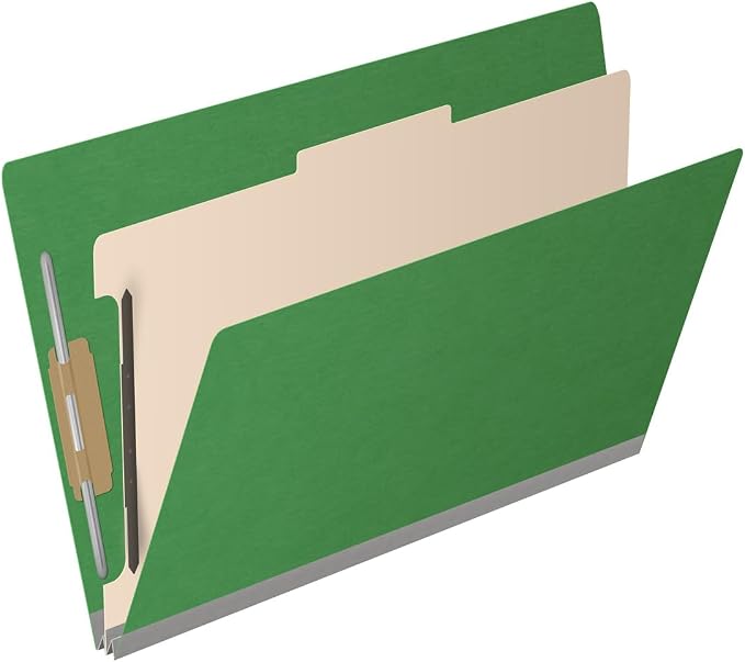 Ecom Folders Top Tab Pressboard Classification Folders | Legal Size 25 Pt Stock with 1 Divider | 2/5 Cut ROC Tab for Medical & Office Filing | 4 Filing Sections | Moss Green, Box of 10 - Image 2