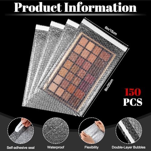 Frienda 150 Pcs Self Adhesive Bubble Bags Packing Pouches, 6" X 8" - Image 2