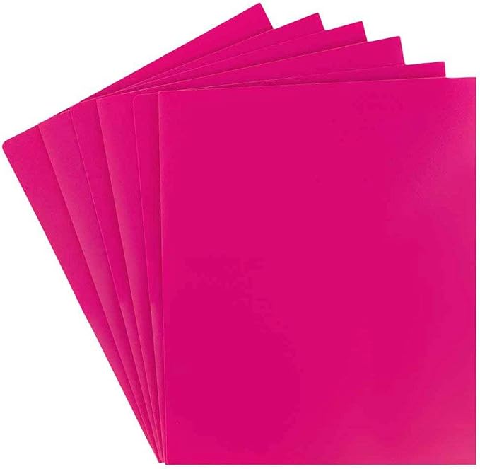 JAM PAPER Heavy Duty Plastic 2 Pocket Extra Tough School Folders - Fuchsia Hot Pink - 6/Pack - Image 3