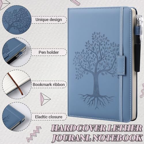 Estune 10 Pack Lined Journal Notebook A5 Tree of Life Hardcover Leather Journal with 10 Pen, College Ruled Notebook for Travel, Business, Work, Office, School Note Taking Diary(Soft Color) - Image 3