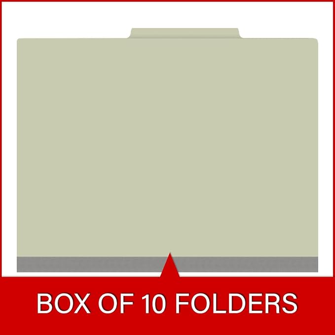 25 Pt. Pressboard Classification Folders, 2/5 Cut ROC Top Tab, Letter Size, 1 Pocket Divider, Light Green (Box of 10) - Image 6