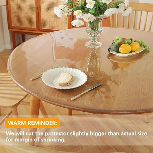 68 Inch Clear Round Table Cover Protector 1.5mm Thick Table Protector for Dining Room Waterproof Plastic PVC Vinyl Tablecloth Cover Circle Tabletop Desk Pad Mat for Furnture Coffee End Bed Side Table - Image 2