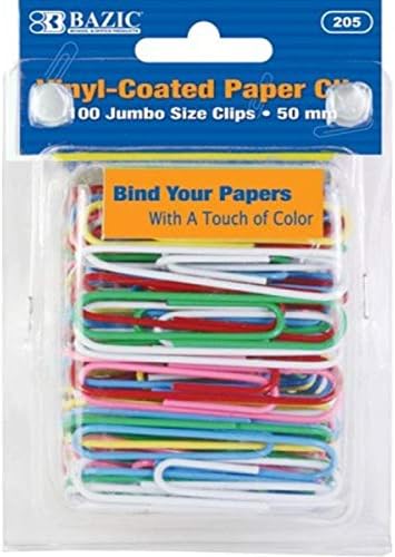 BAZIC Jumbo (50mm) Color Paper Clips (100/Pack), Case of 24 by BAZICProducts