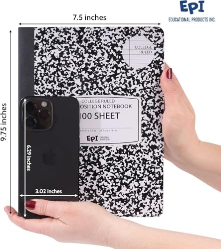 2016 Pack (Pallet) EPI College Ruled Composition Notebook Bulk, 200 pages (100 Sheets), 9-3/4 x 7-1/2, Black Marble, Bulk School Supplies, Heavy Duty, Durable Office Notebooks, Sturdy Sewn Binding - Image 3