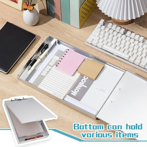 Seajan Aluminum Clipboard with Storage Metal Clip Board Folder Letter Size Form Holder Portfolio Clipboard Binder Clip Posse Box for Nurse Police Office Stationery Items 14 x 9.2 x 2 Inches (1 Pcs) - Image 4